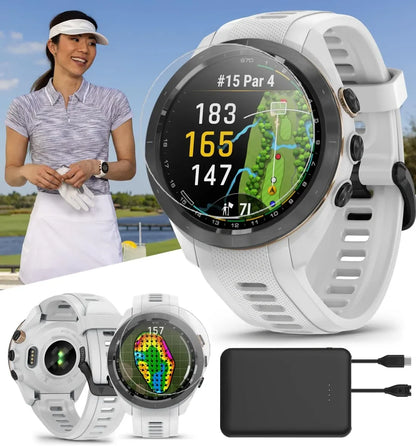 Spring Sale⛳S70 (White, 42mm) Golf GPS Watch Bundle