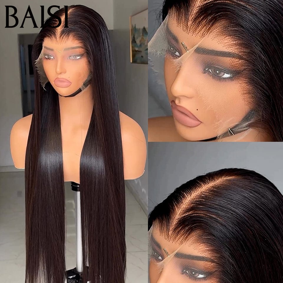 BAISI 13x4 Perruque Bob Lisse en Noir 8 Pouces 80€ Sans Colle Lace déjà couper Facile à Porter en 100% Cheveux Humains BS65