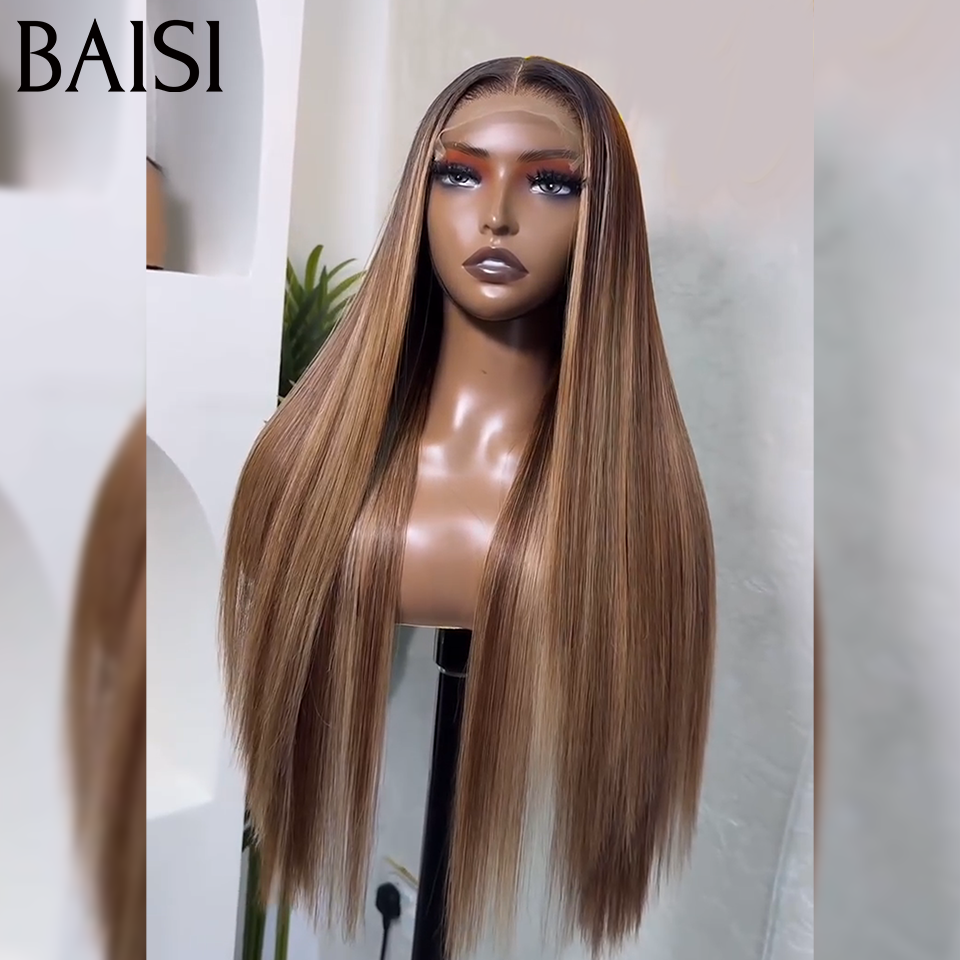 BAISI Perruque 4X4 BOB Lisse 8 Pouces Raie sur le côté Mixte 68€ en 100% Cheveux Humains BS65