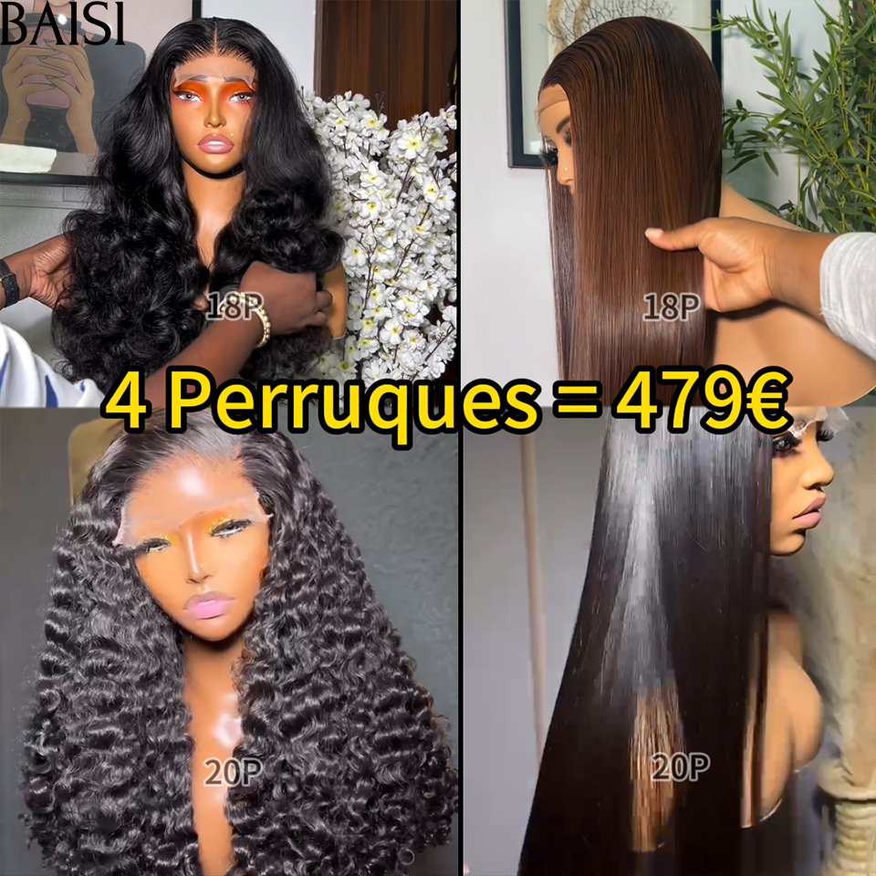 BAISI vente flash 4 perruques 479€ Lisse et curly wave de luxe 100% vrais cheveux humains CODE: FR20