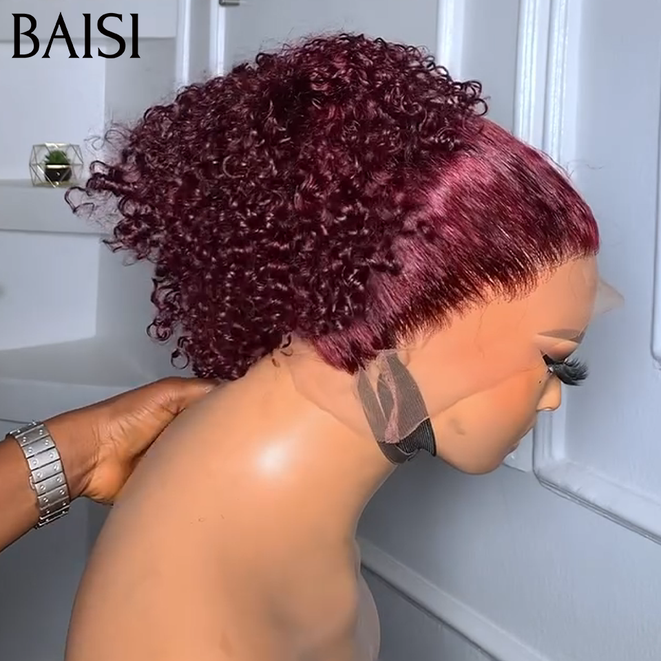 BAISI  perruque 360 Frontal curly wave  16 Pouces en Couleur 99J#  160€ en 100% Raw Hair MP50