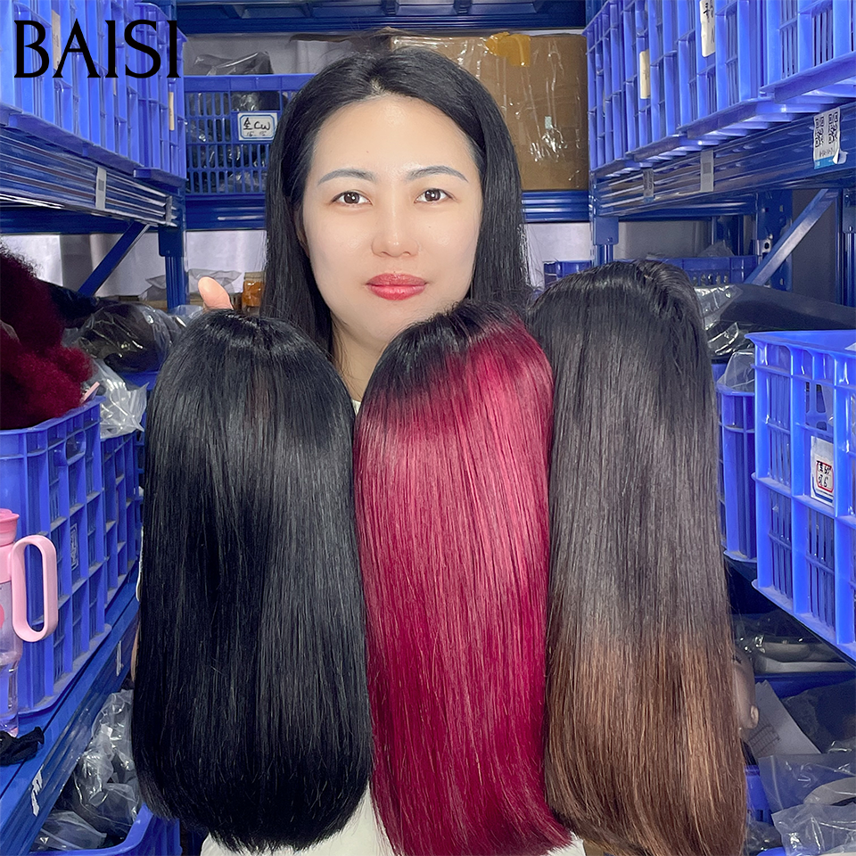 BAISI  3 Perruques 215€ 10 pouce 2X6 lace de luxe 100% Vietnam hair BOB Lisse 3 Couleurs NOIR ou 1BT99J ou 1BT4# en 100% Cheveux Humains FR38