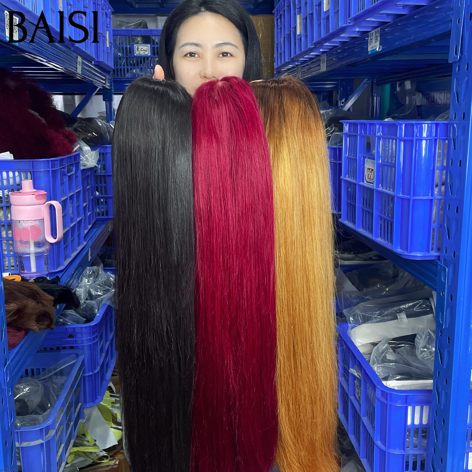 BAISI  3 Perruques 300€ 20 pouce vietnnam hair de luxe Lisse 3 Couleurs NOIR ou 99J ou 4T27# 2X6 lace en 100% Cheveux Humains BS65