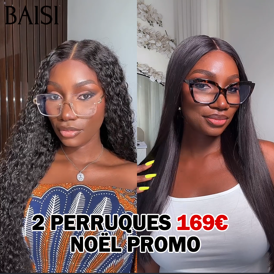 BAISI vente flash 2 Perruques 169€ 4X4 lace curly wave et Lisse 18 pouces moitié prix en 100% vrais cheveux humains MP50