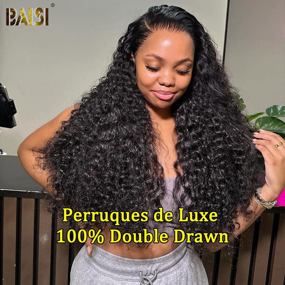 Viêtnam Hair BAISI 13X4 Perruques de Luxe Deep Wave A1 Fabriquées par les cheveux double drawn mèches vièges volume 250% densité  plus de 20 ans d' utilisations