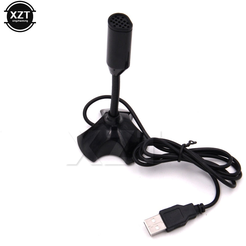 1PC Portable Studio Speech Mini USB Microphone Chatting Singing KTV Karaoke Mic With Holder For PC