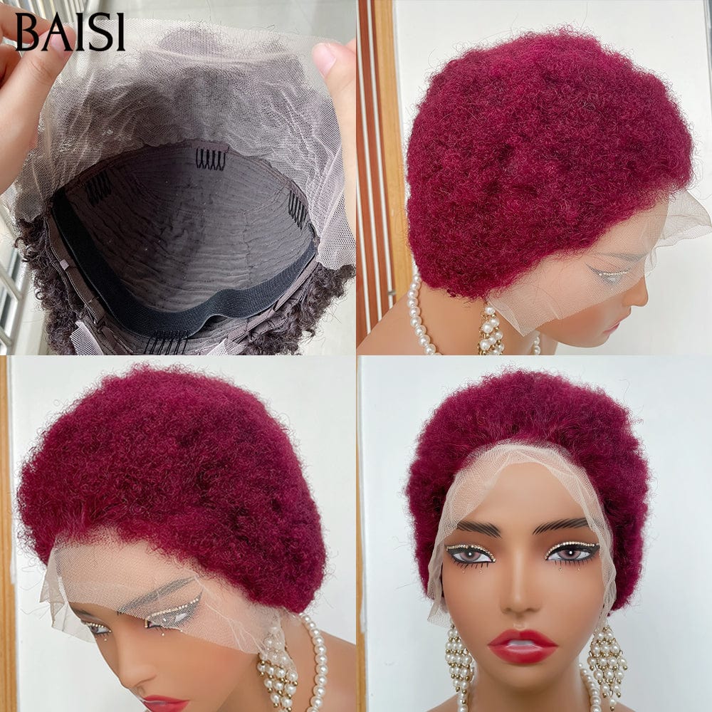 BAISI  13X4 lace perruque  afro curl en Couleur Marron Mix miel 4#27# F-905 en 100% Vrais Cheveux Humains BAISI20