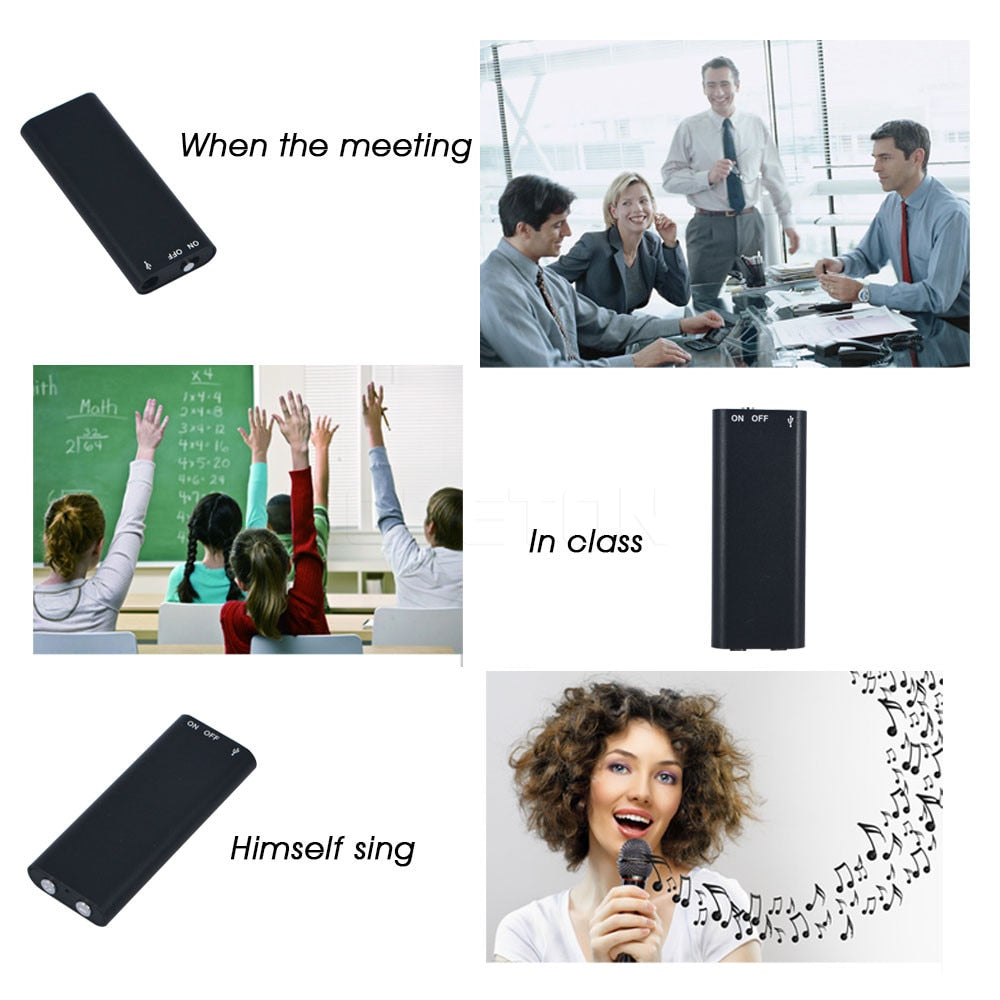 2 in 1 Mini Audio Voice Recorder Pen USB Flash Disk Ultra Slim Secret Digital Small MP3 8GB Player