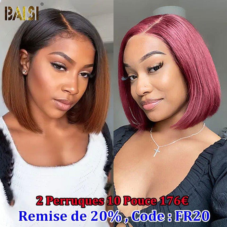 BAISI 4X6 lace perruque Curly en haut de gamme avec les Baby Hair naturel sans lace sans colle 100% vrais cheveux humains 4C Hairline