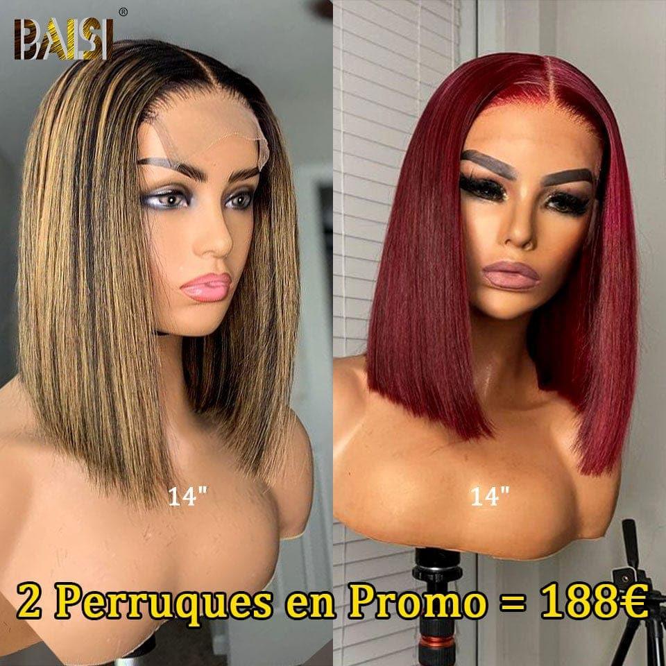 BAISI  2 Perruques SANS colle Body wave et curly wave pour revendre 275€ 18 pouces  en 100% vrais cheveux humains VIP100