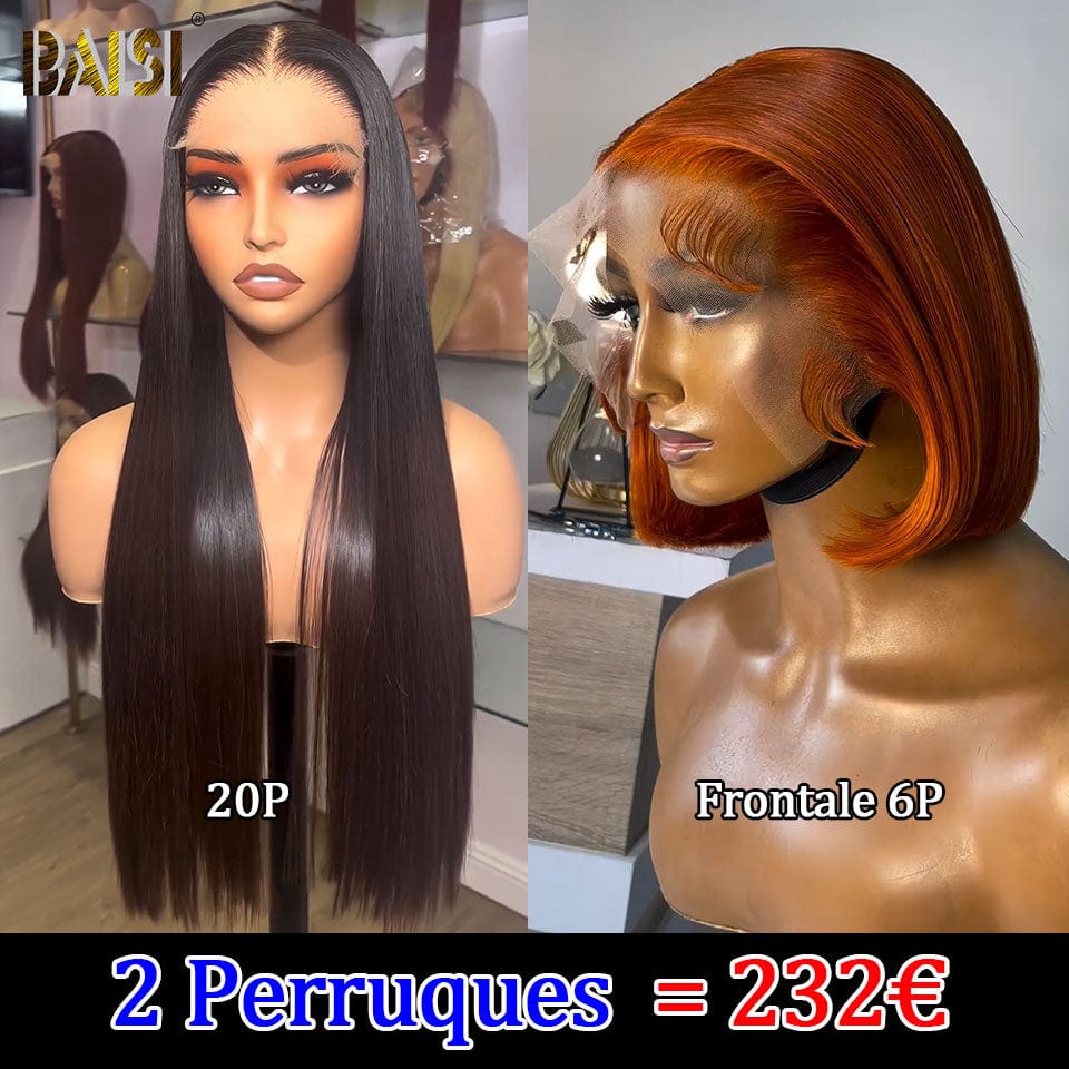 BAISI vente flash 2 perruques en 100% vrais cheveux humains 232 euro (pas besoin de code)