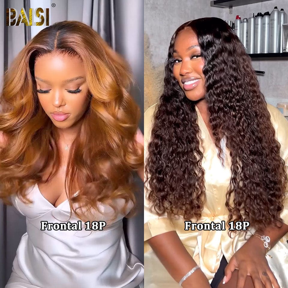 BAISI  2 Perruques SANS colle Body wave et curly wave pour revendre 275€ 18 pouces  en 100% vrais cheveux humains VIP100