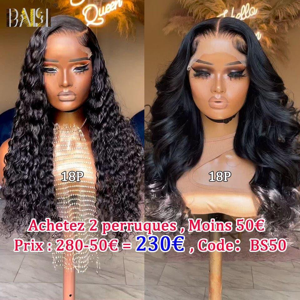 BAISI 2 Perruques 85€ 13X4 lace pixie vague Couleurs personnalisées  Moitié Prix en 100% Cheveux Humains MP50