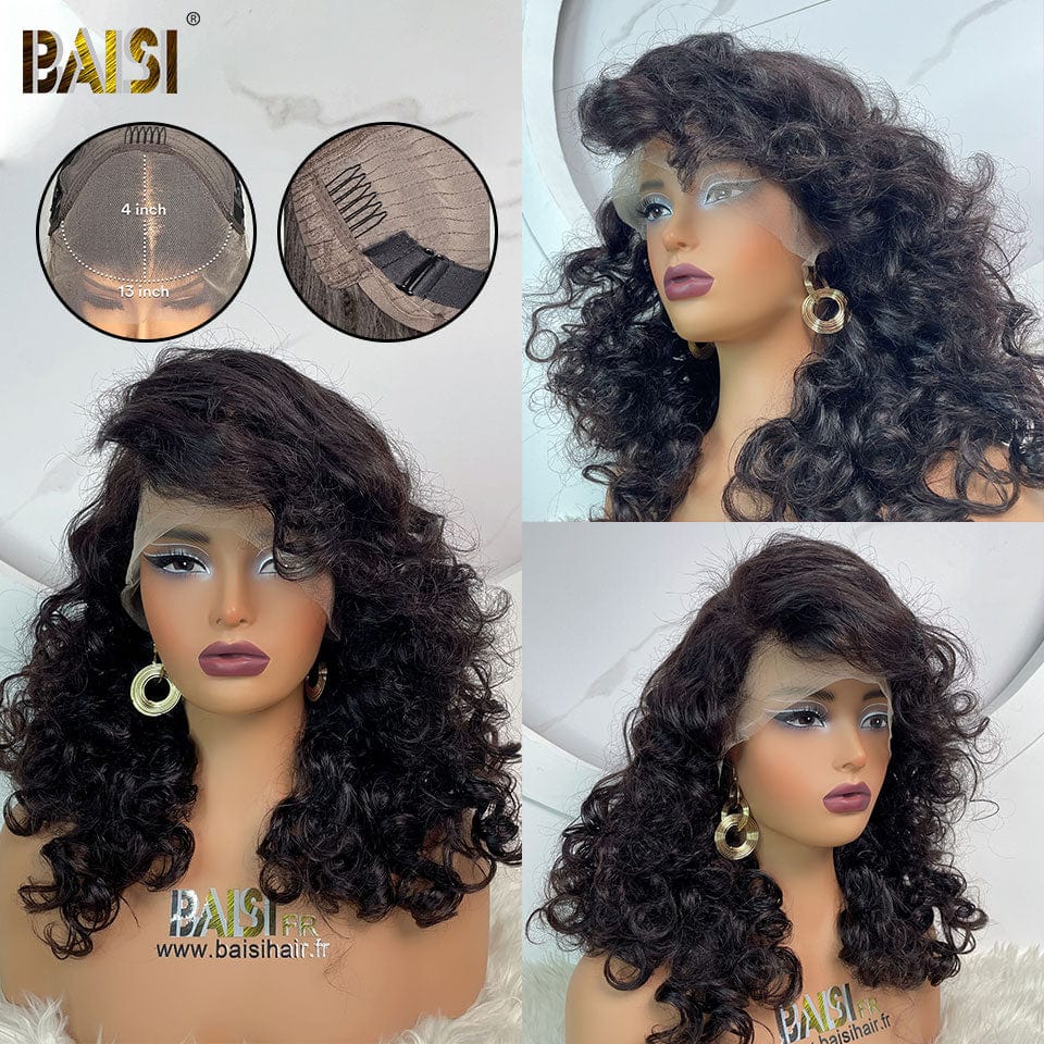 BAISI  13X4 Perruque curly wave 20 Pouces ou 24 pouce +1 FER de Luxe  A1 Fabriquées par les cheveux double drawn mèches vièges 250% densité plus de 20 ans d' utilisations  Code : BS120