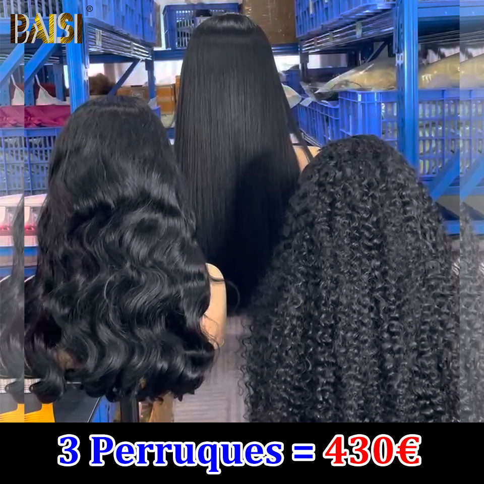 BAISI 3 Perruques pixie 13X4 lace 166€ Réduction avec code promo en 100% vrais cheveux humains, Code: FR20