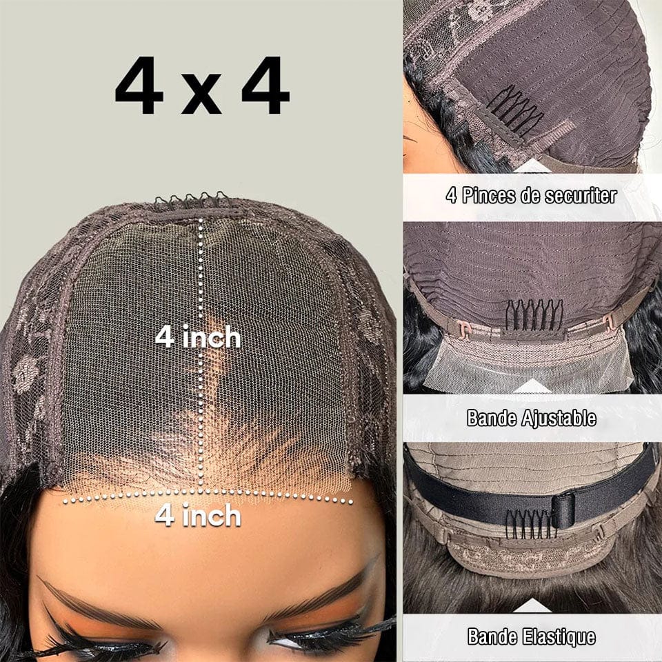 BAISI  13x4 Lace Frontale Perruque Pixie Finger Wave petite coupe 6 pouces 79€ En 100% Cheveux Humains B FR20