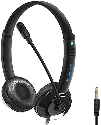 3.5mm Mobile Phone Headset with Microphone Noise Cancelling & Audio Controls, PC Headphone for Gaming Skype Call Center Office Computer, Clear Voice, Ultra Comfort