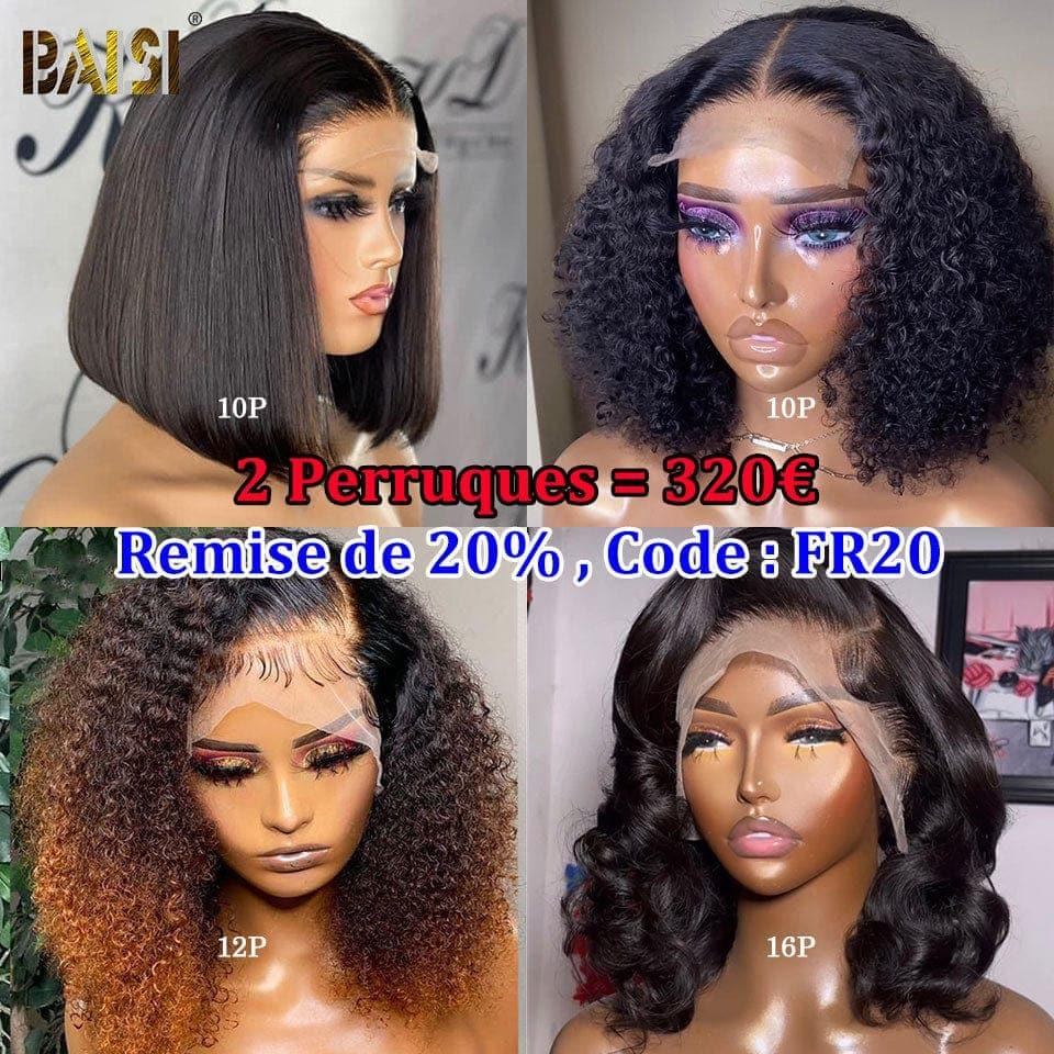 BAISI vente flash 4 perruques en 100% vrais cheveux humains 320€ code : FR20