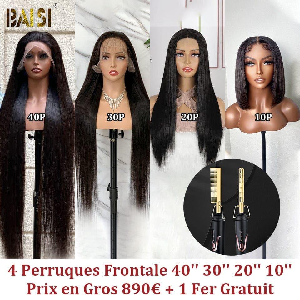 BAISI Achetez 2 perruques au prix d'usine fournisseur 13x4 Lace Frontal Perruque Deep Wave en Marron plus Bordeaux en 100% Cheveux Humains