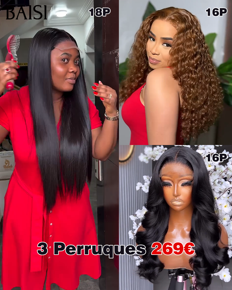 BAISI Prix en 69€ Perruque Pixie Afro Curl 13x4 lace frontal bouclé partout Noir en 100% cheveux humains F-905 FR20