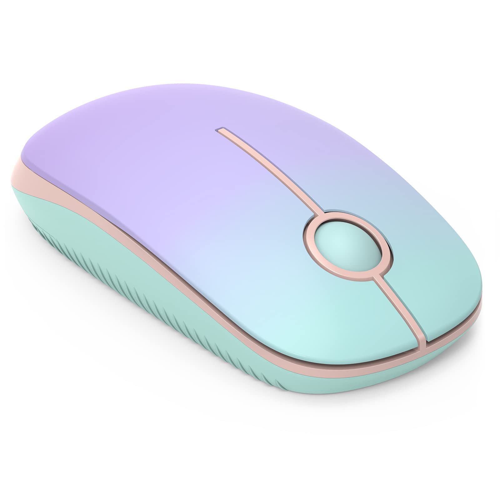 Wireless Mouse, 2.4G Silent Mouse with USB Receiver, 18 month battery life, 1600 high DPI Precision- Portable Computer Mice for Windows/Mac/Linux, Mint green gradient pink purple