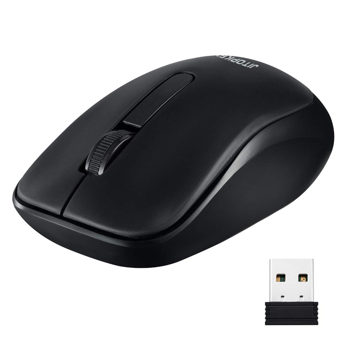 Wireless Mouse JITOPKEY , 2.4Ghz Slim Optical Mouse with USB Nano Receiver, Portable Cordless Computer Mouse for Laptop, Chromebook, Macbook, Notebook, PC (Black)