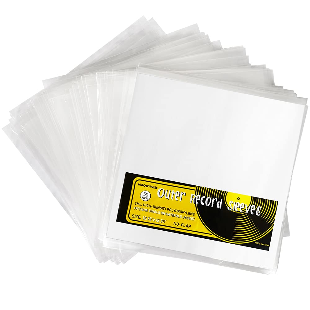 50x Record Outer Sleeves 12.75” x 12.75” Clear Plastic Protective LP Outer Sleeves Record Sleeves Album Covers Provide Your LP Collection with The Proper Protection