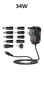 Zolt Universal AC to DC Power Adapter 5V 1A 2A Power Supply Adaptor with Multi DC plugs, like Mirco USB Plug, LED Connectors for Tablet Phone USB HUB CCTV Camera LED Light and More 5V Devices