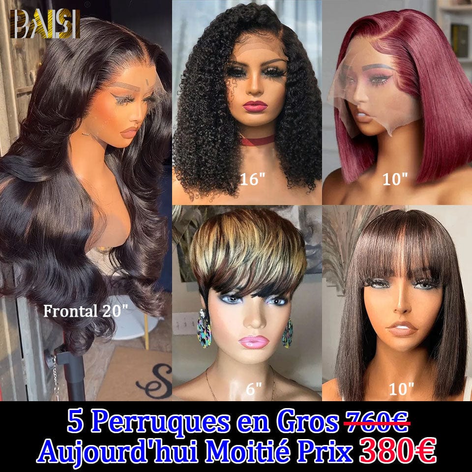 BAISI Grande SOLDES 4X4 Closure Perruque Naturelle water wave moitié prix 300% Densité 100% Cheveux humains MP50