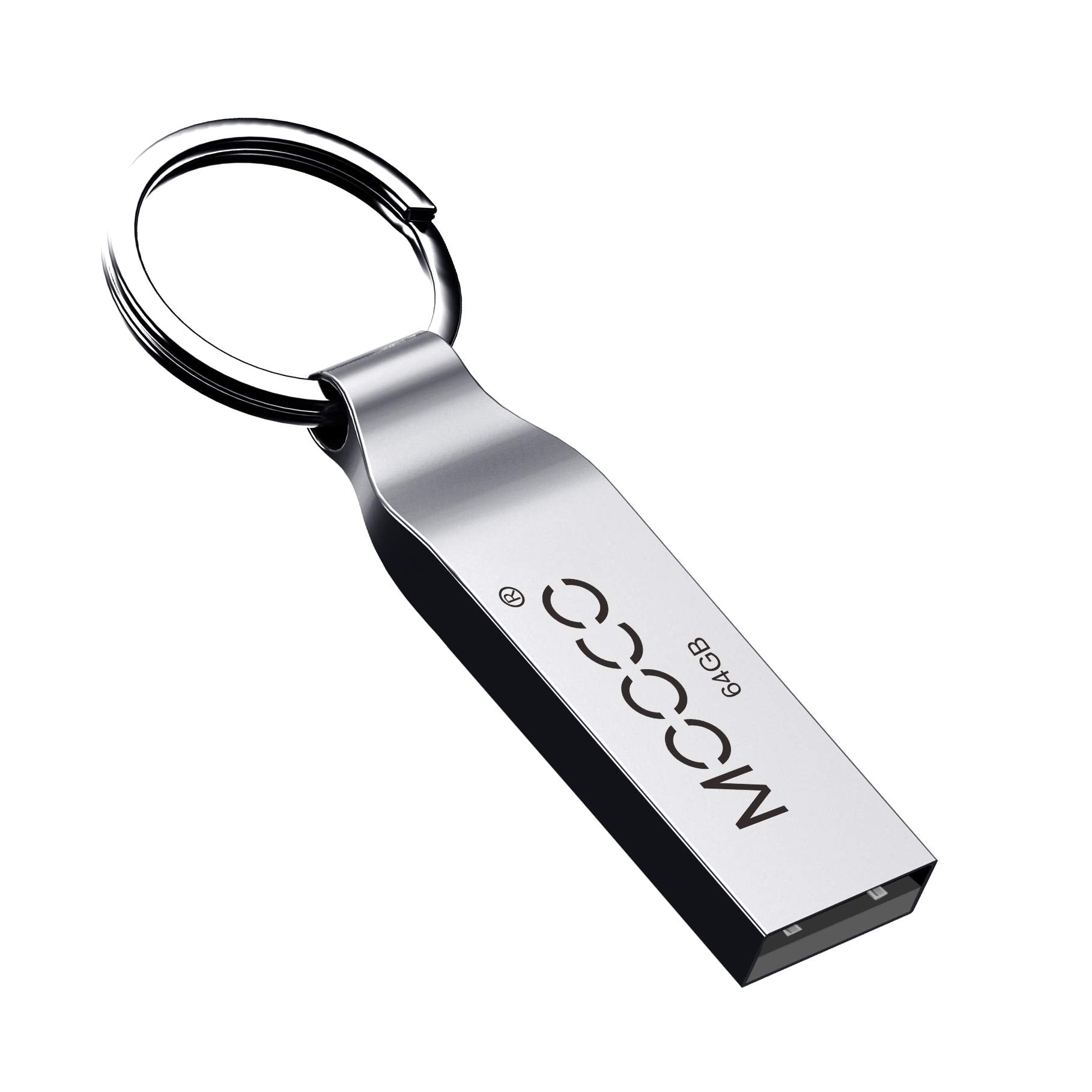 64GB Metal Keyring USB 2.0 Flash Drive Bulk Waterproof Thumb Drive Jump Drive Pen Drive Memory Stick Keyring,Silvery. (64GB)