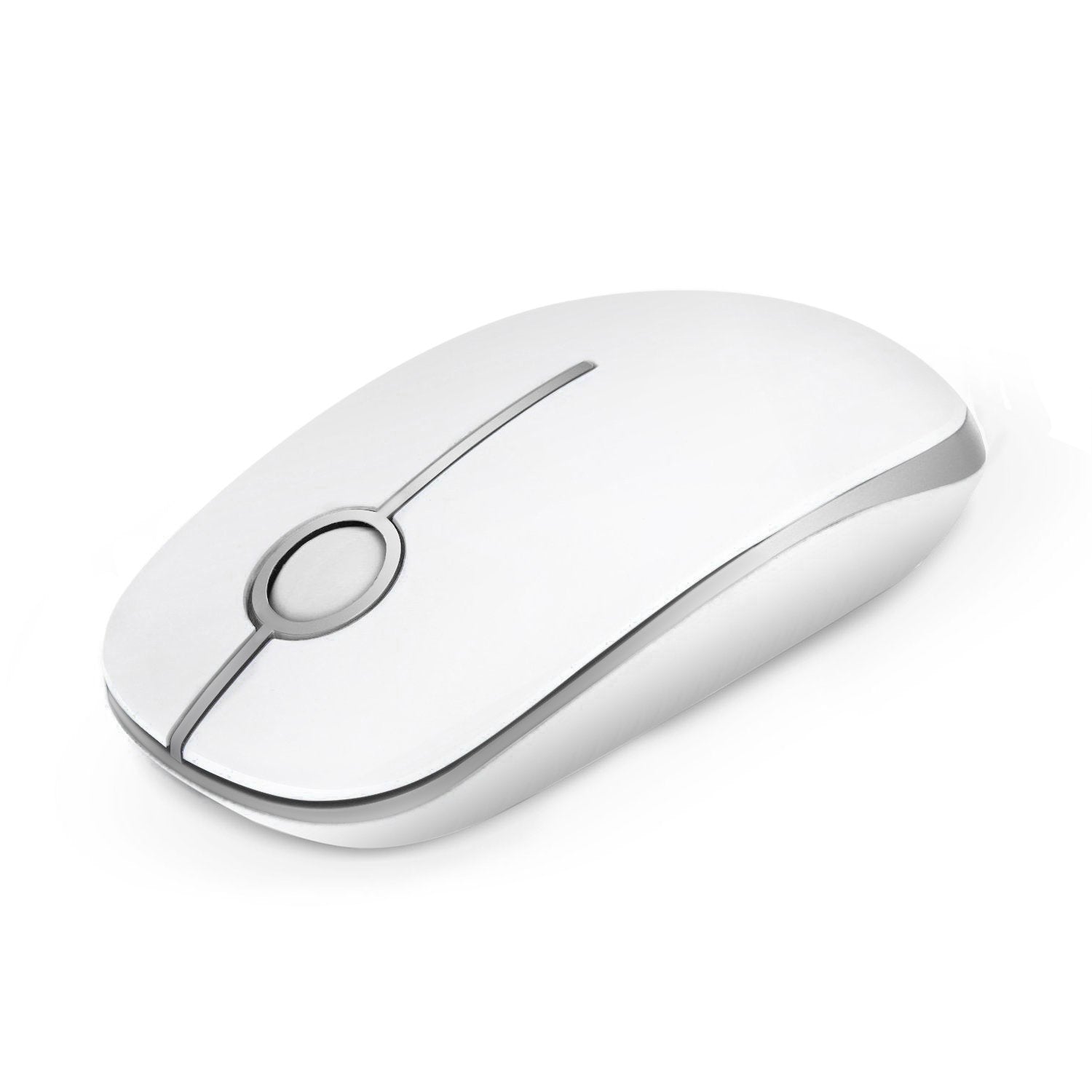 2.4G Wireless Computer Mouse, Widely Compatibility Mice with Nano receiver for PC, Tablet, Laptop and Windows/Mac/Linux, Smooth and Silent, White and Silver