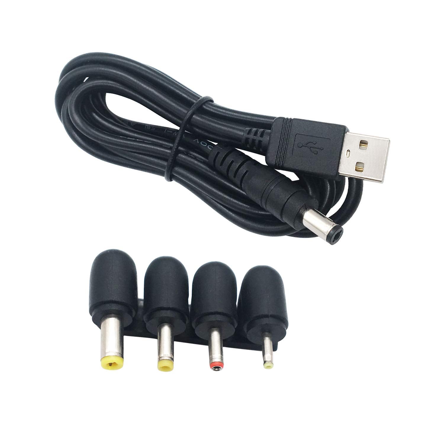 XINYUWIN USB To DC 5.5 x 2.1mm Power Cable With 4 Connectors(5.5x2.5, 4.0x1.7, 3.5x1.35, 2.5x0.7mm) Compatible With Tablet, USB-HUB, Router, LED Lights, USB Speaker Etc.