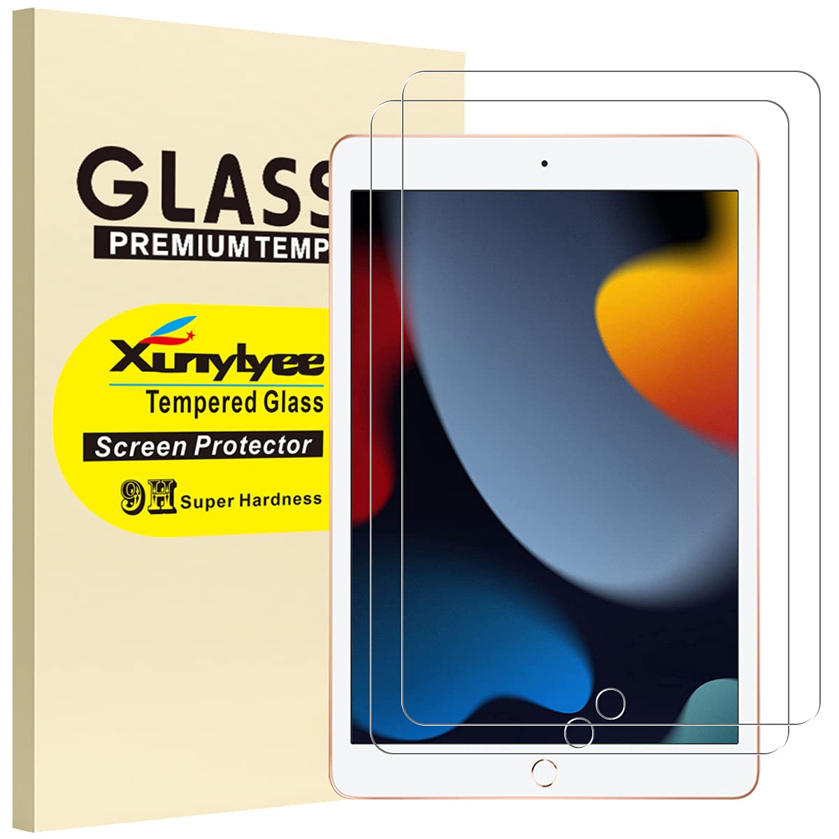 [2 Pack] XunyLyee Screen Protector for New iPad 10.2 Inch [2021/2020/2019, 9th/8th/7th Generation], Tempered Glass Film for iPad 9th Generation Tablet [Easy Installation]