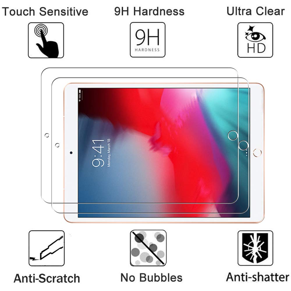 [2-Pack] GOZOPO For iPad 9.7 Screen Protector (iPad 6th/5th Generation -2018/2017 Model) /iPad Air 1, iPad Air 2, [Scratch Resistant] [2.5D Edge] iPad Pro 9.7 Tempered Glass Film