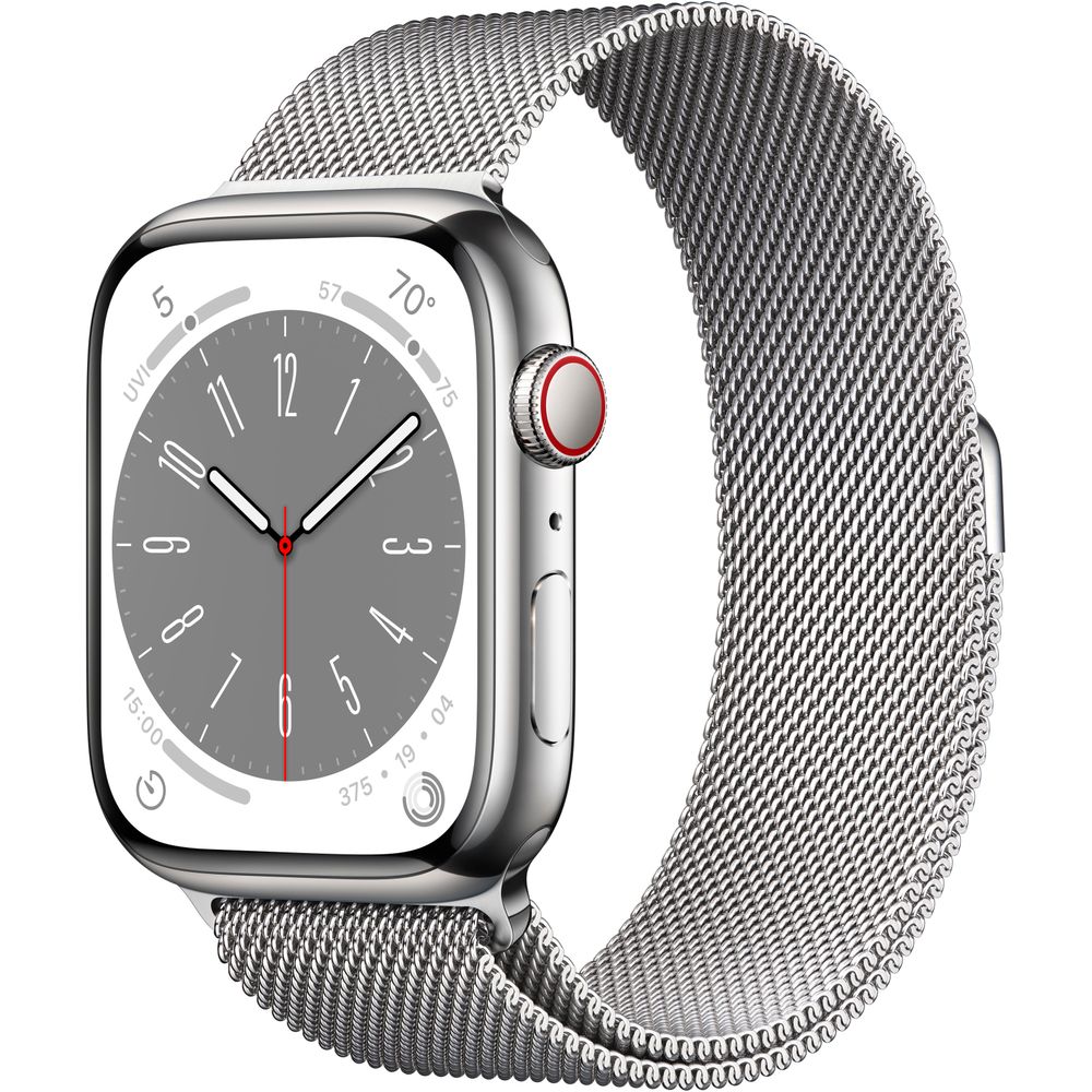 Apple Watch Gen 8 Series 8 Cell 45mm Silver Stainless Steel - Silver Milanese Loop MNKG3LL/A