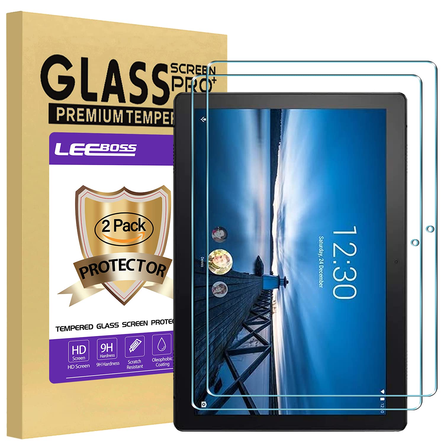 [2 Pack] LEEBOSS Screen Protector for Lenovo Tab M10 10.1 inch (TB-X505F/TB-X605F), 9H Hardness Anti-scratch HD Tempered Glass Film