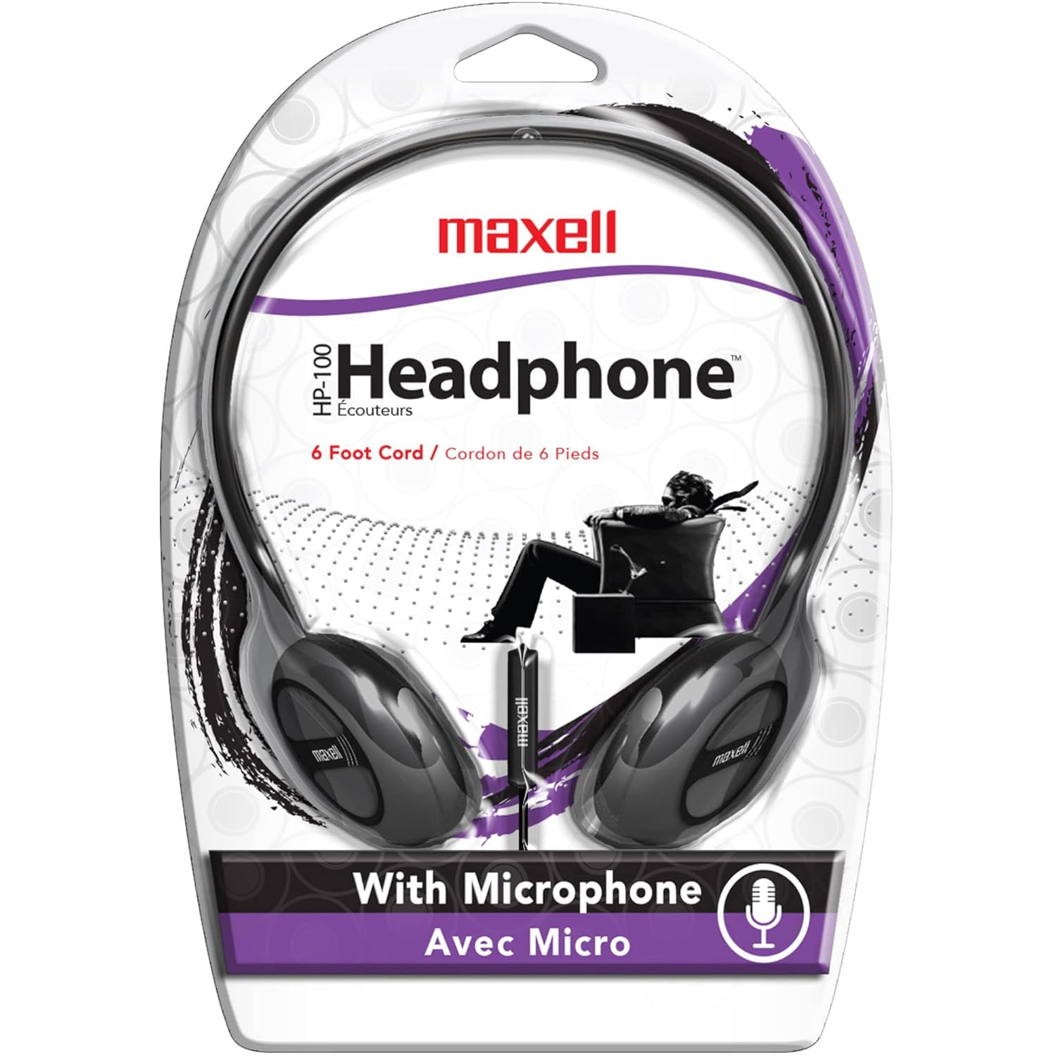 Maxell® HP-100 On-Ear Headphones with Microphone, Black