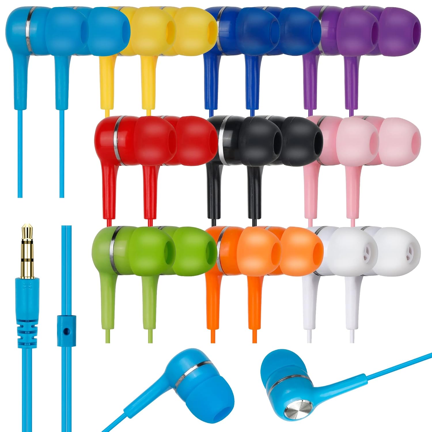 Earbuds Bulk 50 Pack,Wholesale Bulk Headphones Wired Earphones With 3.5 Mm Jac