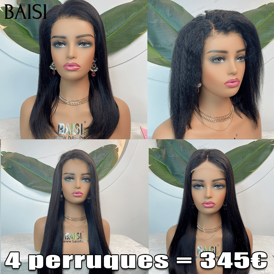 BAISI  4 Perruques 345€ en 100% vrais cheveux humains code：FR38