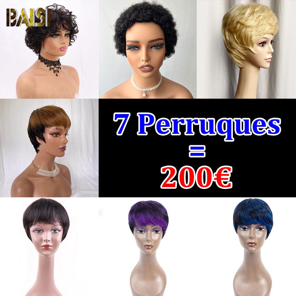 BAISI  Lace 2X6 Perruque Carré Lisse Tout Rouge Bordeaux 99J# 8 pouces SDD straight 100% Vietnam hair FR38