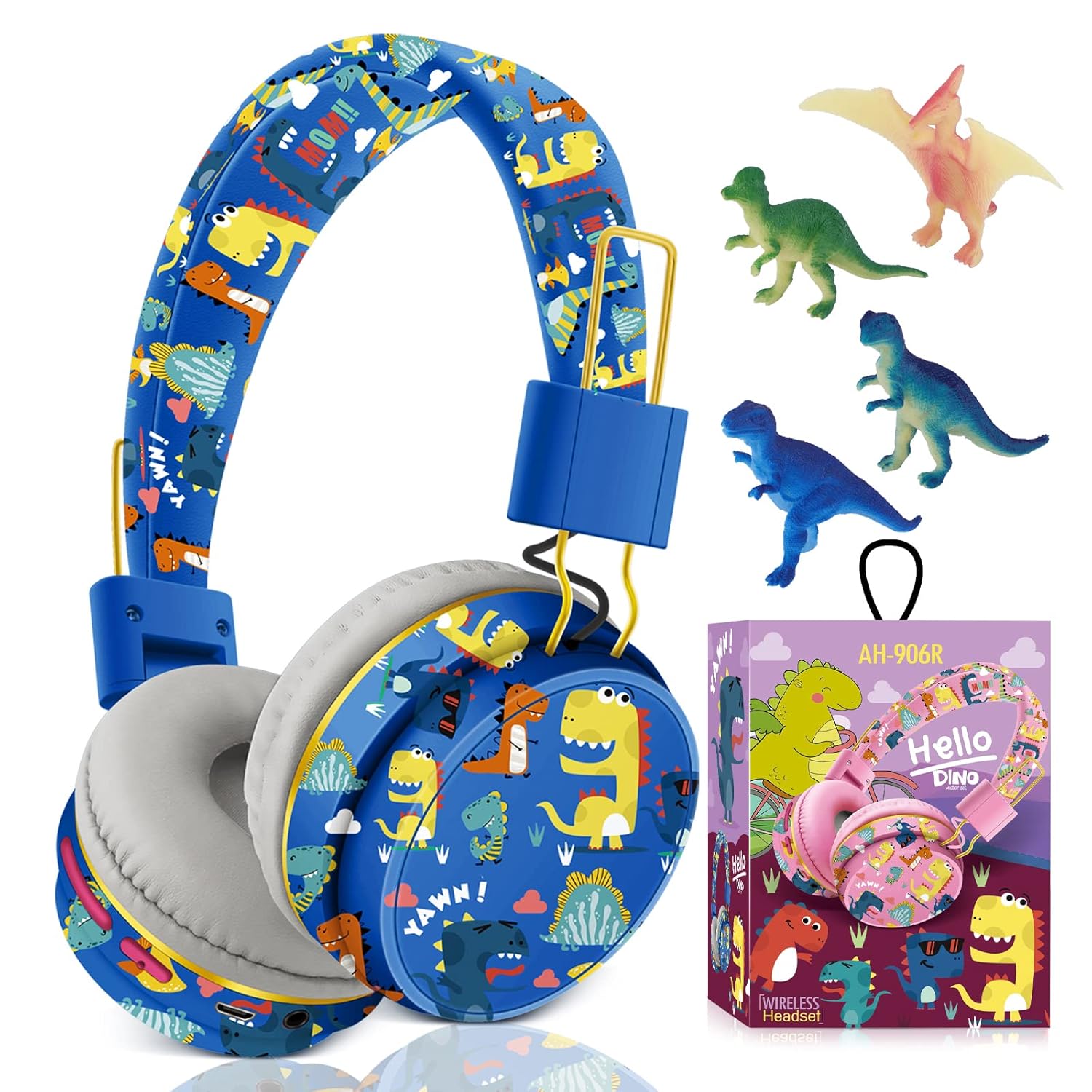 Dinosaur Headphones For Boys Kids For School, Kids Bluetooth Headphones With M