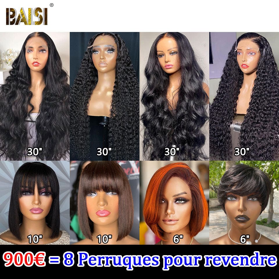 BAISI vente flash 8 perruques en 100% vrais cheveux humains 900 euro VIP100