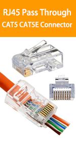 50 Pack RJ45 23AWG Cat6a Cat6 Large Pass Through Connector Gold Plated 8P8C Ethernet Modular Plug UTP Network Ends for Unshielded Twisted Pair Solid Wire & Standard Cables