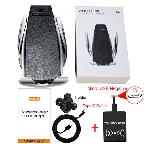 10W Wireless Car Charger S5 Automatic Clamping for iPhone xr Huawei Samsung