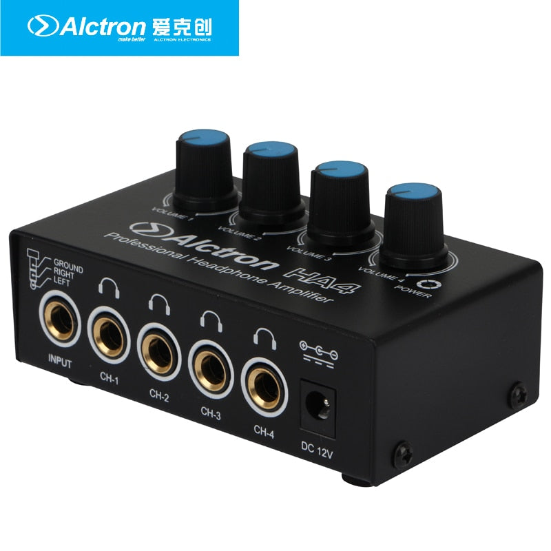 Alctron HA4 NEW Professional Monitoring Headphone Amplifier Compact 4 Channel Headphone Amp