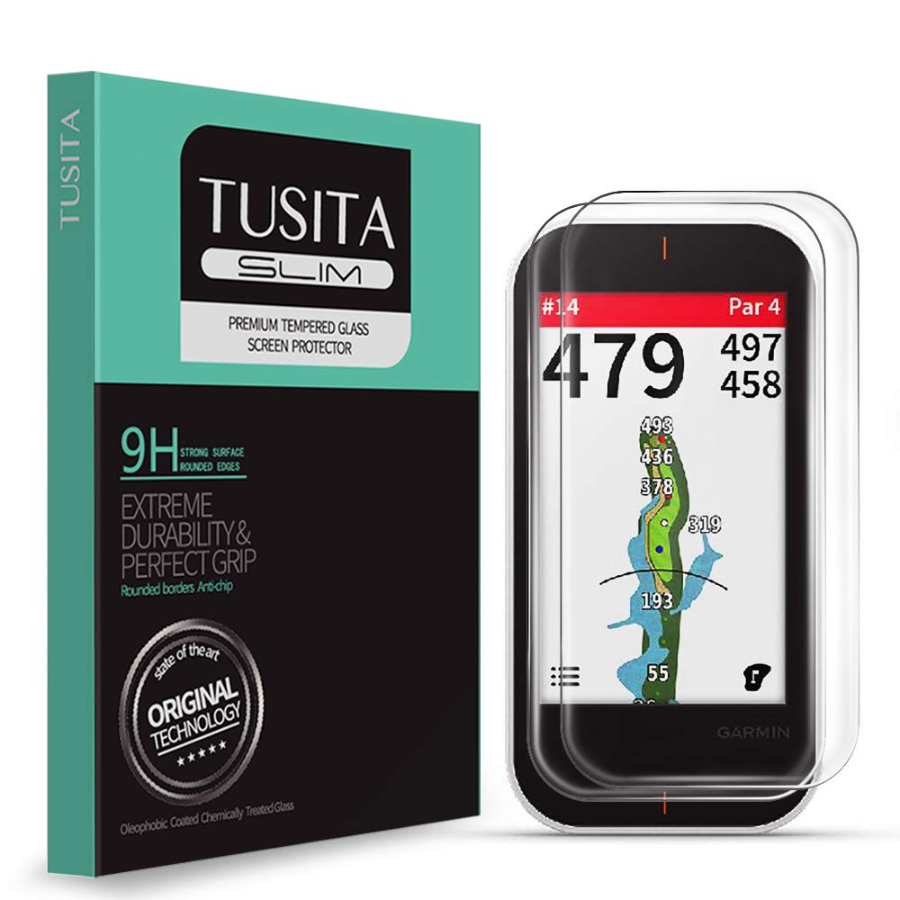 [2-PACK] TUSITA Tempered Glass Screen Protector Bundle Compatible with Garmin Approach G80 - HD Clarity Protective Film - Handheld Golf GPS Accessories