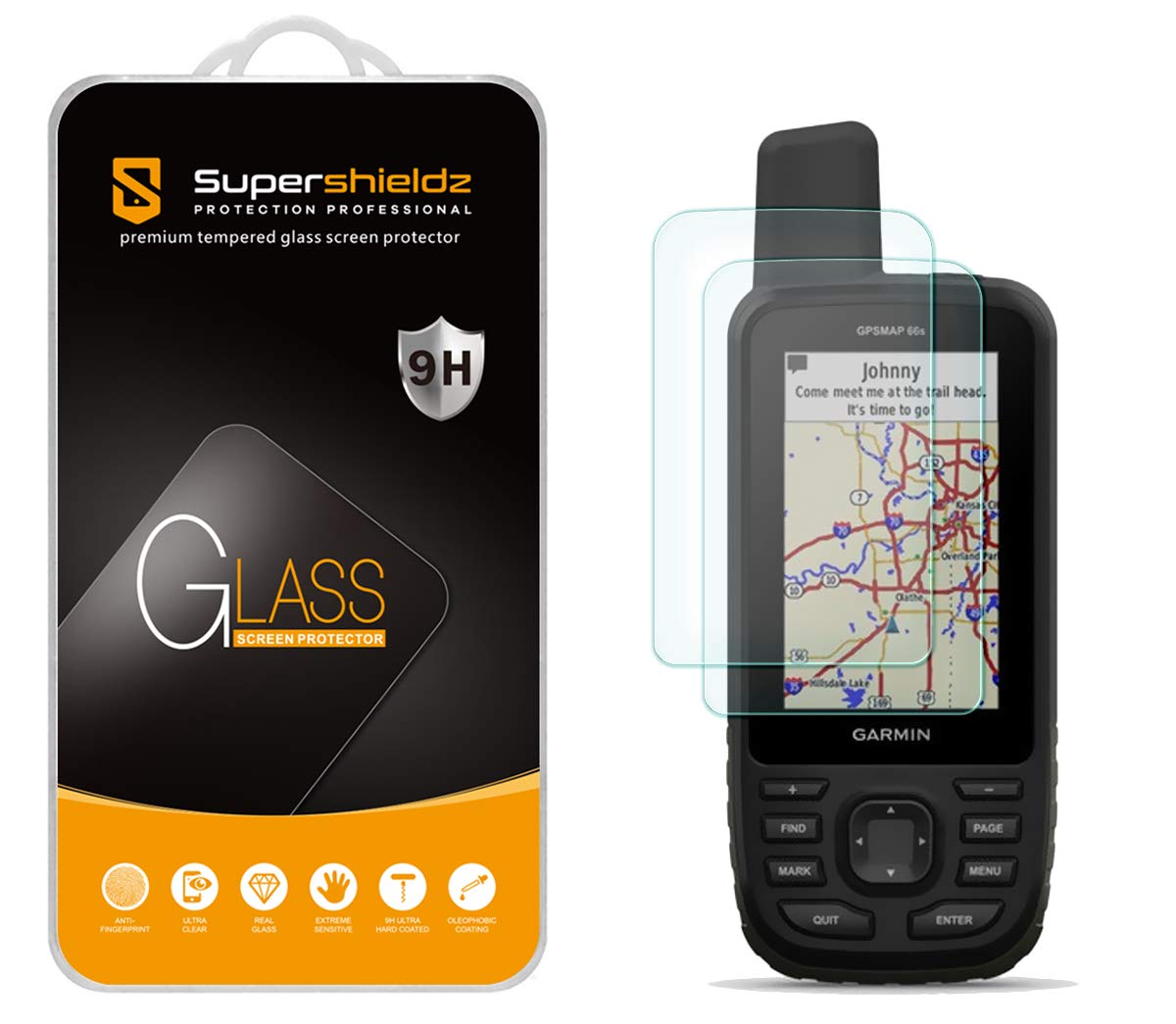 (2 Pack) Supershieldz Designed for Garmin GPSMAP 66i 66s 66st 66sr Tempered Glass Screen Protector, Anti Scratch, Bubble Free