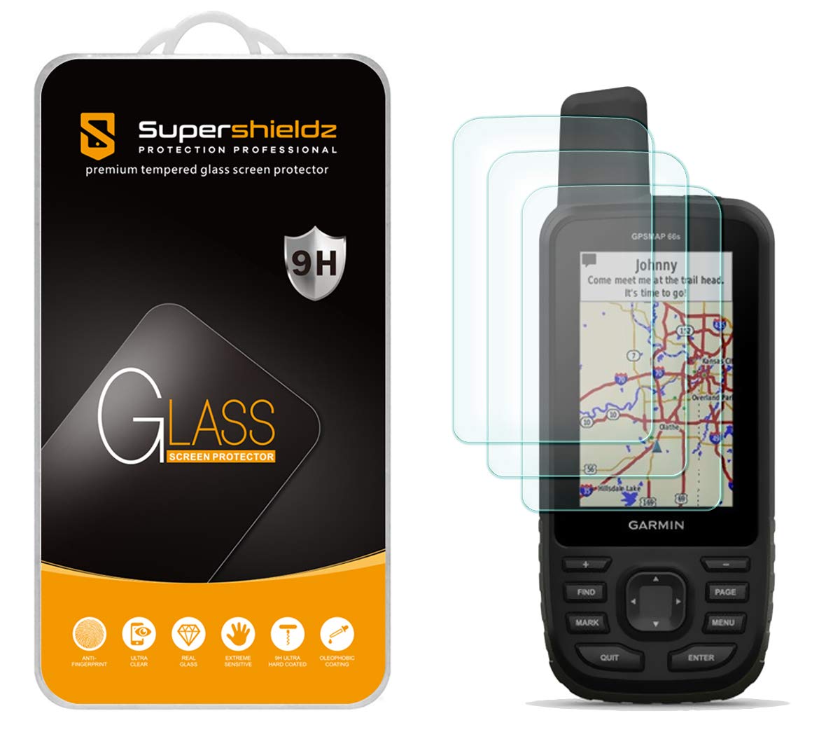 (3 Pack) Supershieldz Designed for Garmin GPSMAP 66i 66s 66st 66sr Tempered Glass Screen Protector, Anti Scratch, Bubble Free