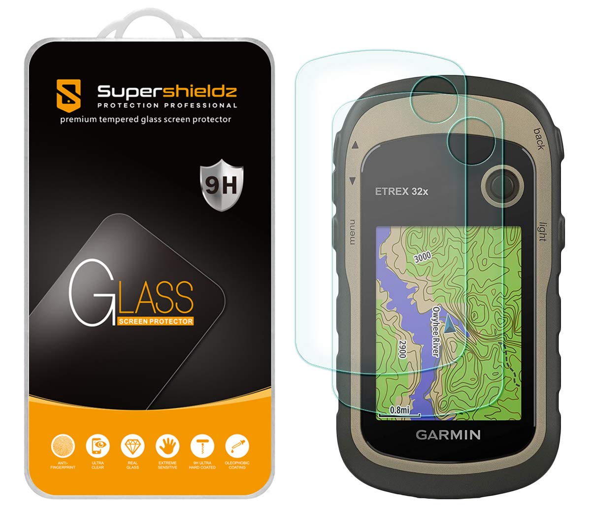 (2 Pack) Supershieldz Designed for Garmin eTrex 10, 20, 20x, 22x, 30, 30x, 32x Tempered Glass Screen Protector, Anti Scratch, Bubble Free