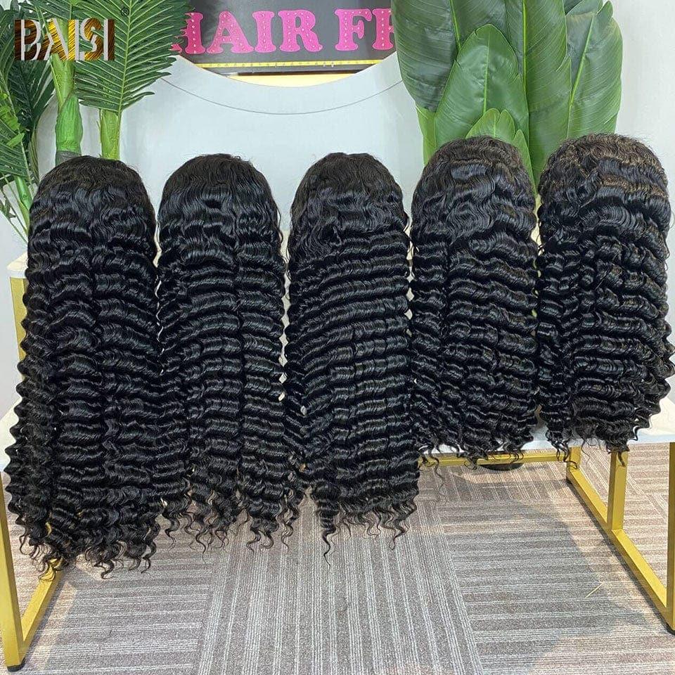 Viêtnam Hair BAISI 13X4 Perruques de Luxe Deep Wave A1 Fabriquées par les cheveux double drawn mèches vièges volume 250% densité  plus de 20 ans d' utilisations